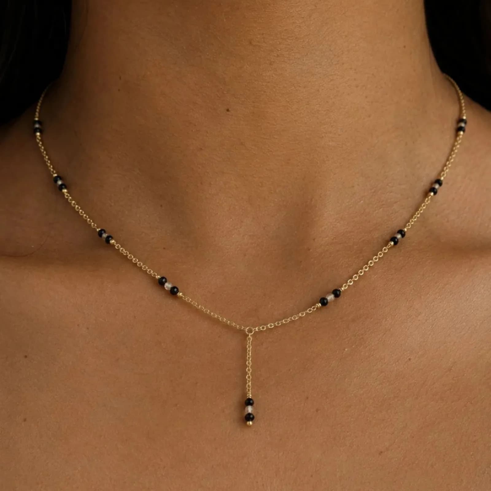Amarus Gemstone Necklace - Black Spinel & Labadorite — 3