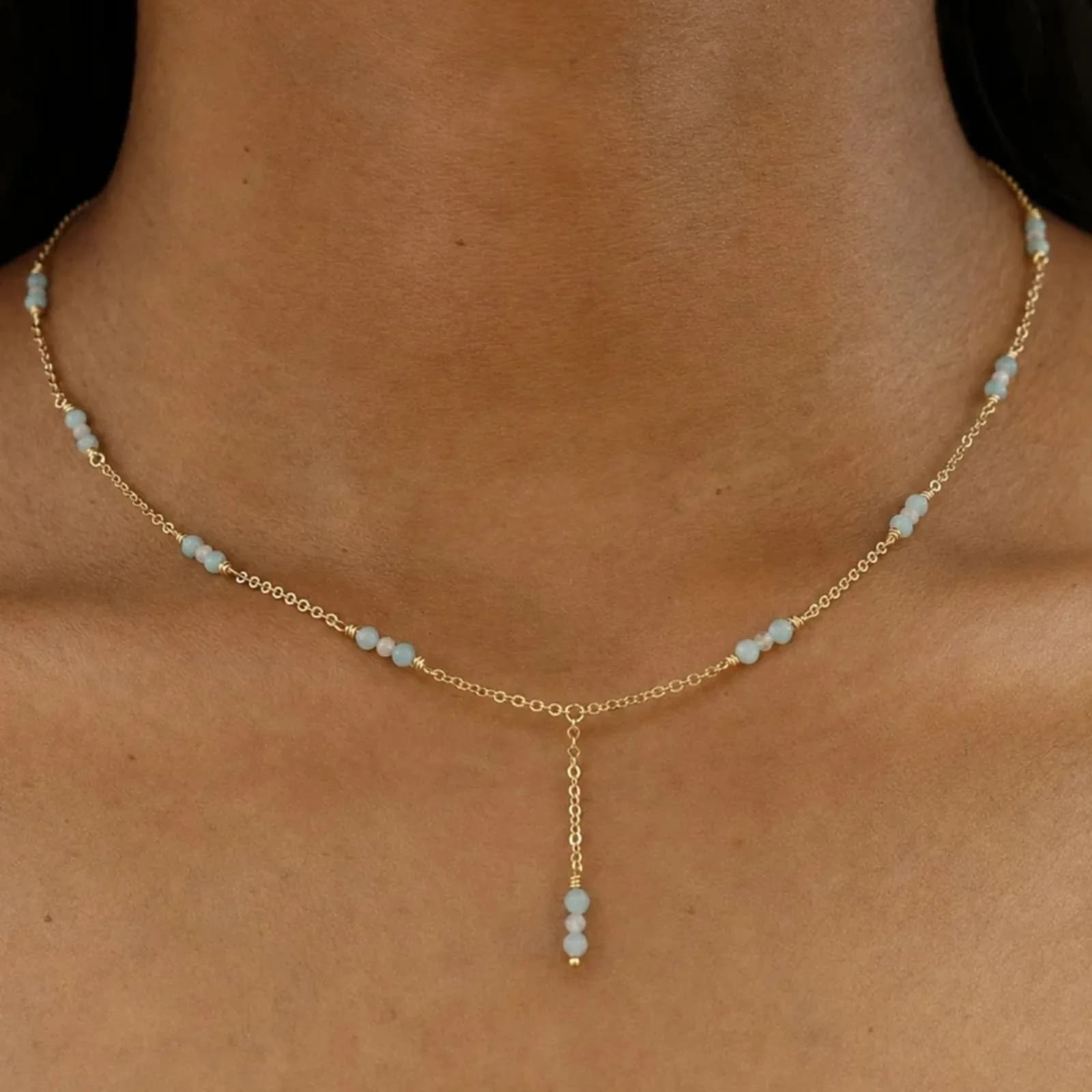 Amarus Gemstone Necklace - Amazonite & Moonstone — 2