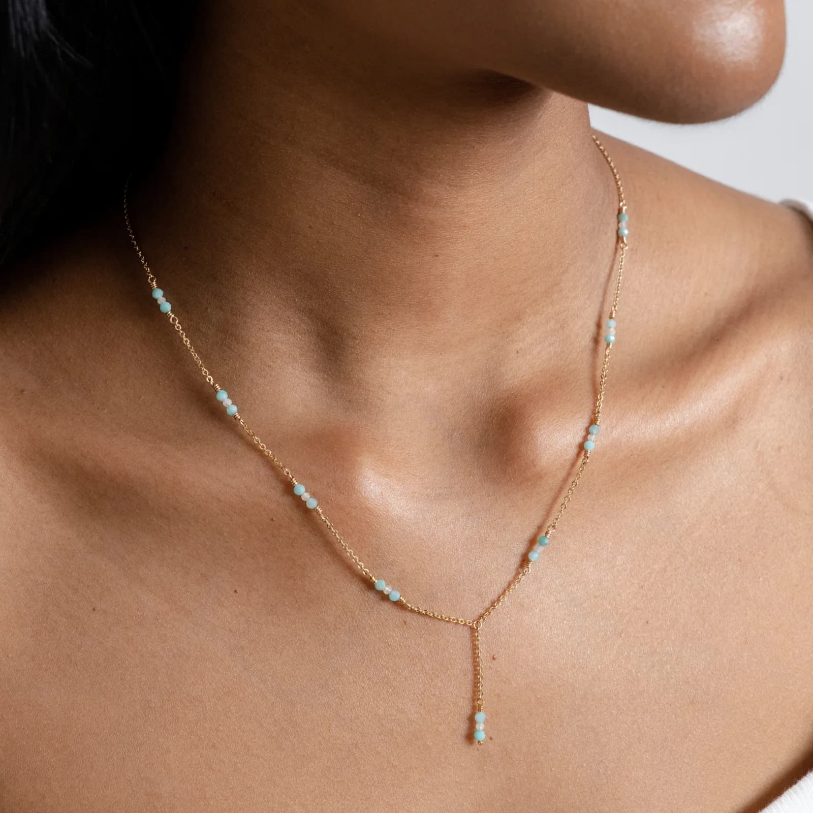 Amarus Gemstone Necklace - Amazonite & Moonstone