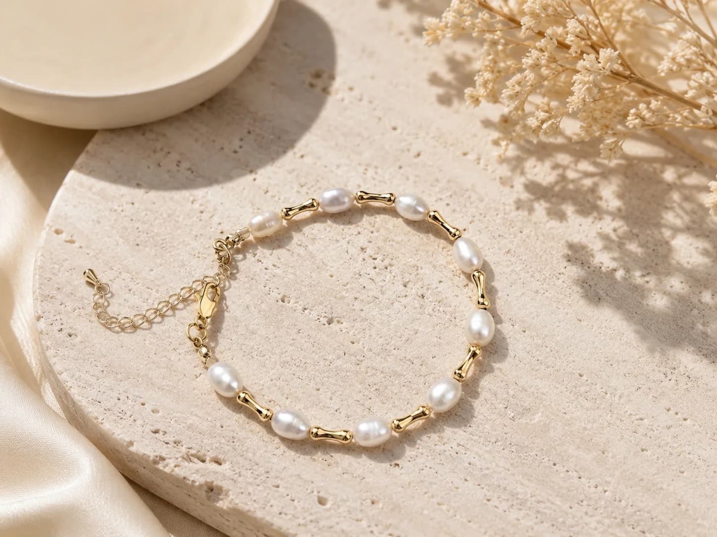 Golden Reed Pearl Bracelet & a Matching Ring Gift Set