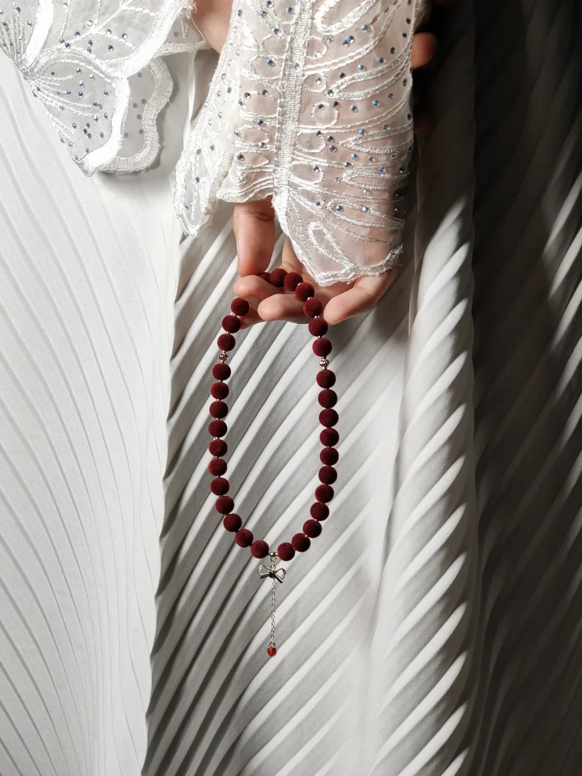 Black Cherry Velvety Beaded Tasbih — 4